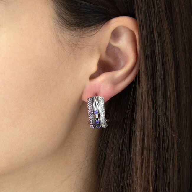 Cercei argint eleganti cu zirconiu mov  Thia