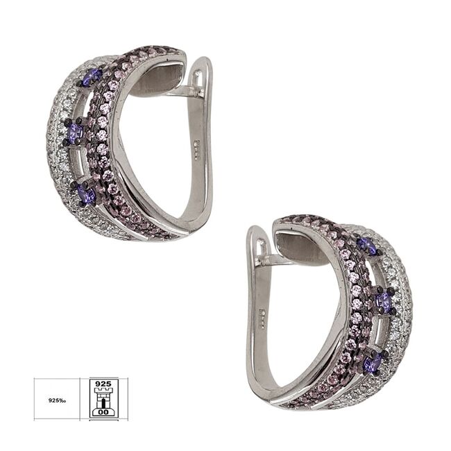 Cercei argint eleganti cu zirconiu mov  Thia