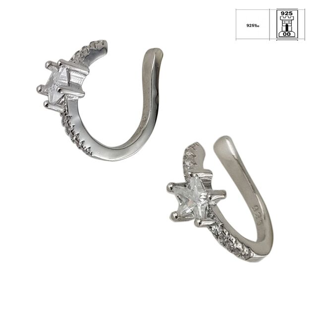 Cercei argint cuff cu stea si zirconii Thia