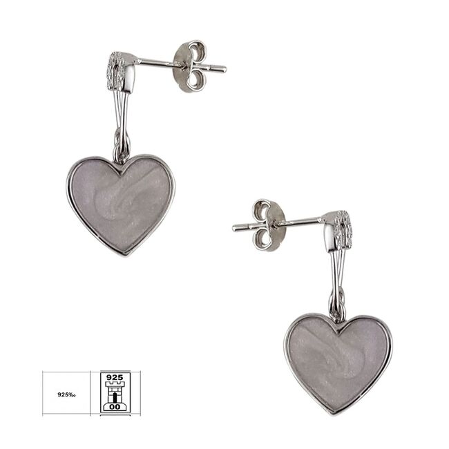 Cercei argint inima cu email Thia