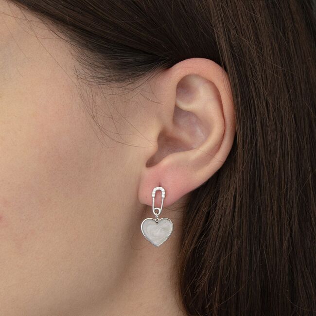 Cercei argint inima cu email Thia