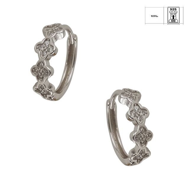 Cercei argint rotunzi cu zirconiu alb Thia