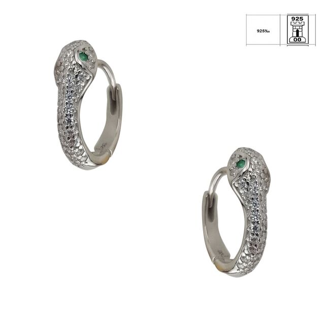 Cercei argint  sarpe cu zirconiu Thia