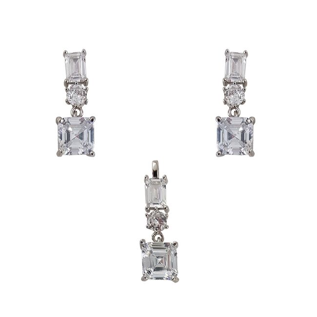 Set argint elegant zirconii albe Thia