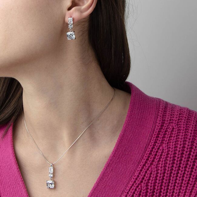 Set argint elegant zirconii albe Thia