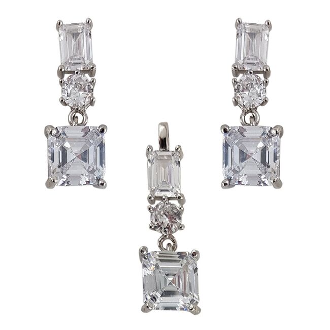 Set argint elegant zirconii albe Thia