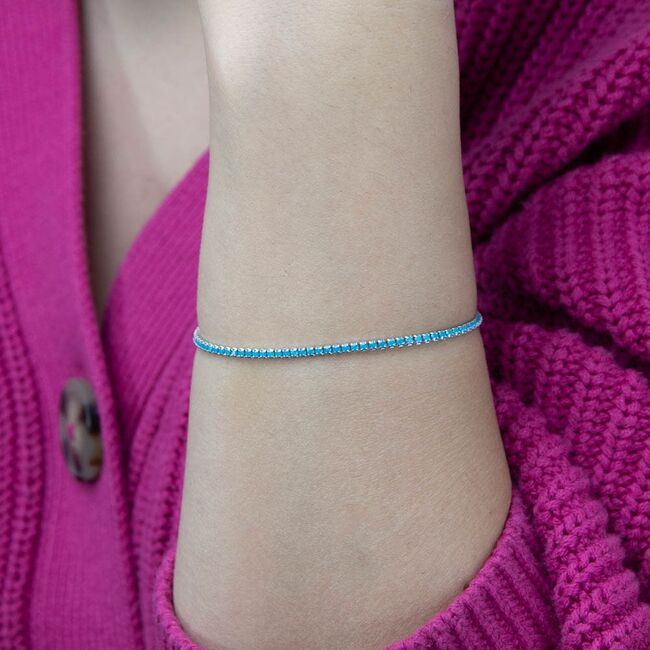 Bratara argint tennis albastra Isas