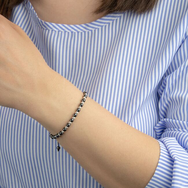 Bratara argint snur hematite Thia