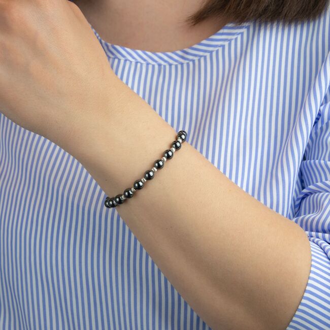 Bratara argint snur hematite Thia