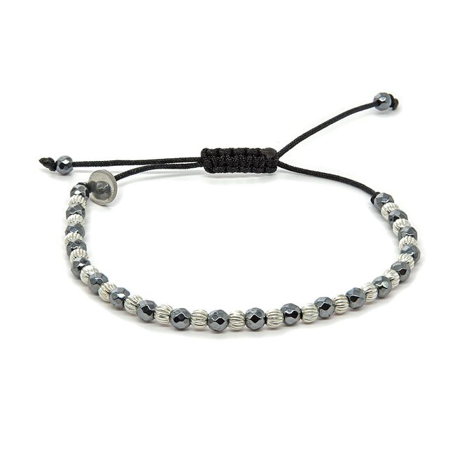 Bratara argint snur hematite fatetate Thia