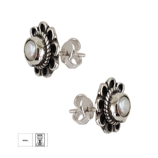 Cercei argint cu perle Flora