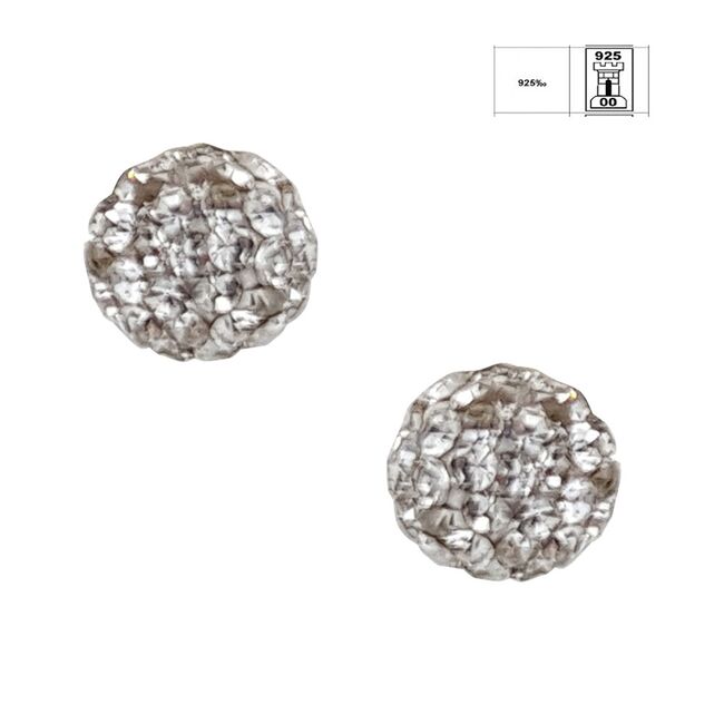 Cercei argint mici rotunzi Lya crystals