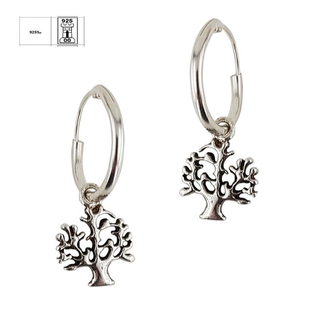 Cercei argint simplu copacul vietii