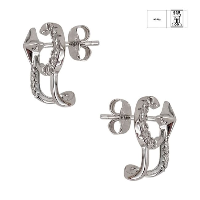 Cercei argint semiluna Thia cu zirconii