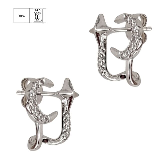 Cercei argint semiluna Thia cu zirconii