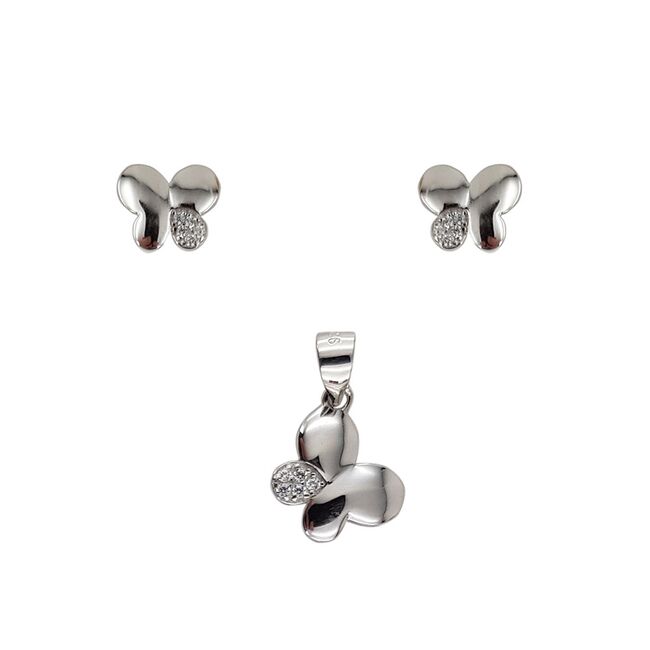 Set argint fluturi cu zirconii Alena