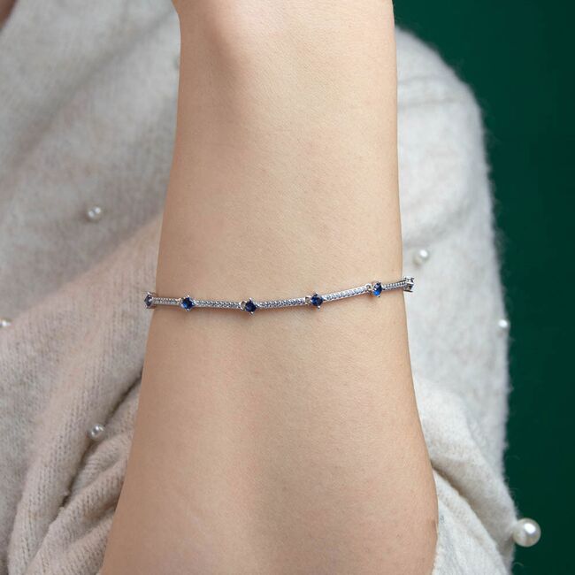 Bratara argint zirconii albastre Blue