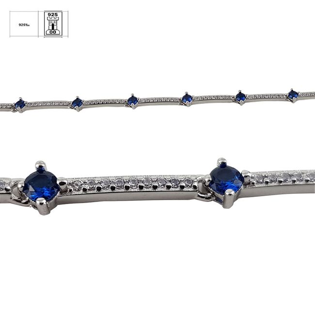 Bratara argint zirconii albastre Blue