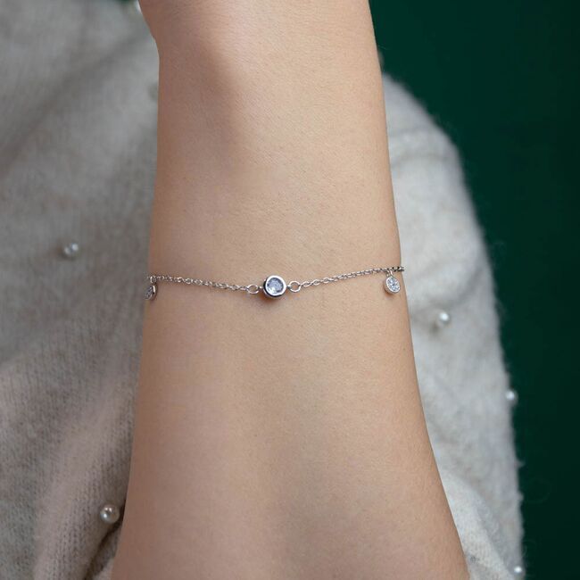 Bratara argint solitaire mov Thia