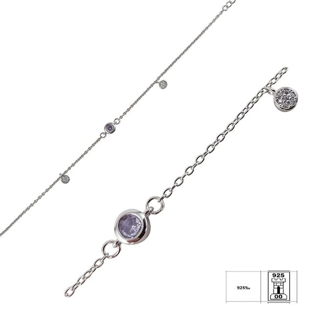 Bratara argint solitaire mov Thia