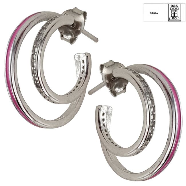 Cercei argint rotunzi roz Creolinni