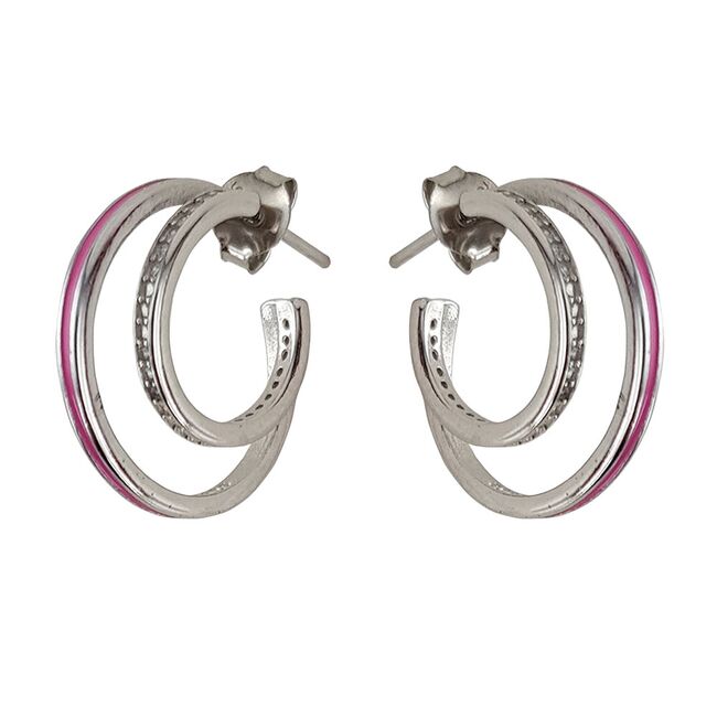Cercei argint rotunzi roz Creolinni
