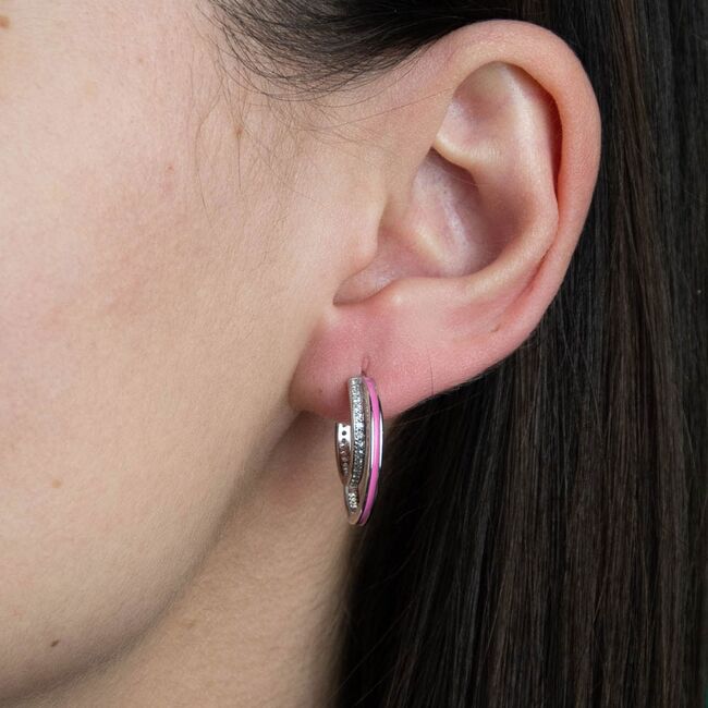 Cercei argint rotunzi roz Creolinni