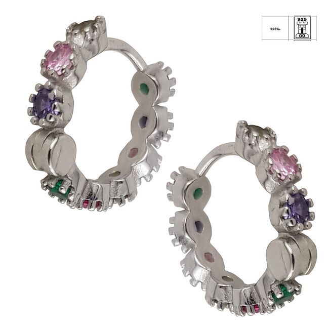 Cercei argint colorati Rainbow