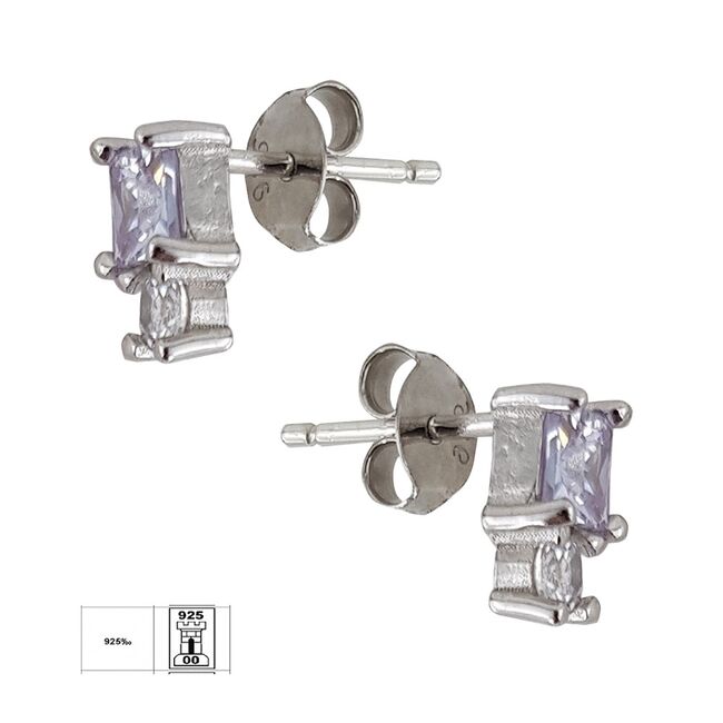 Cercei argint eleganti Thia cu zirconiu mov