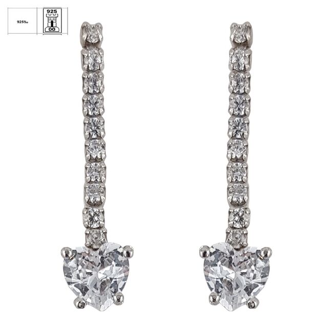 Cercei lungi argint Thia cu zirconiu