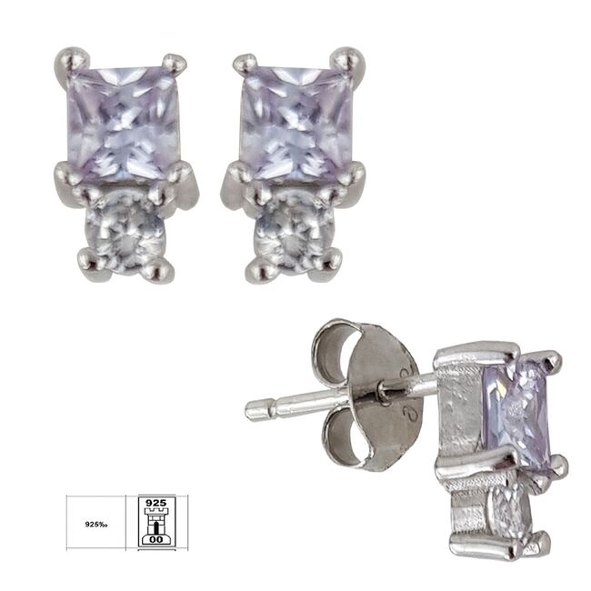 Cercei argint eleganti Thia cu zirconiu mov
