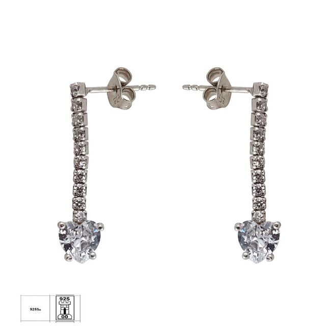 Cercei lungi argint Thia cu zirconiu