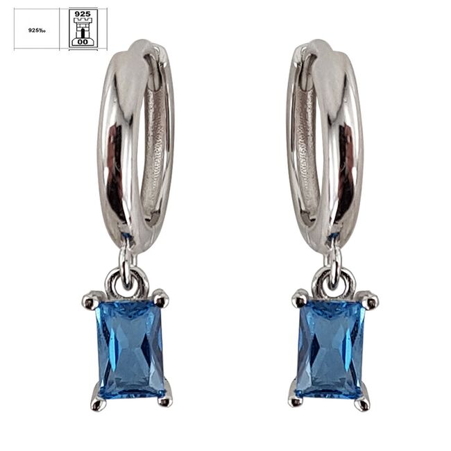 Cercei argint rotunzi albastri Thia