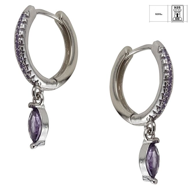 Cercei argint creola mov Thia