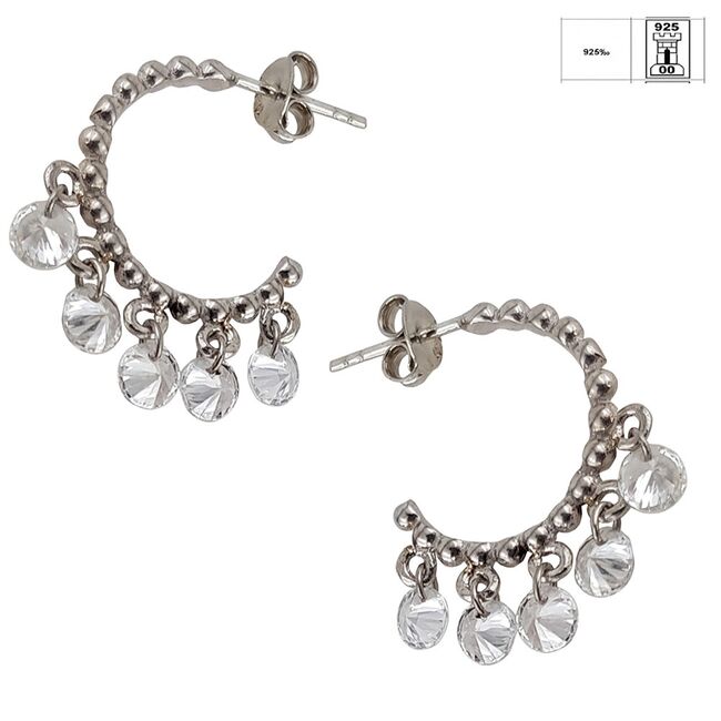 Cercei argint rotunzi Thia cu zirconiu