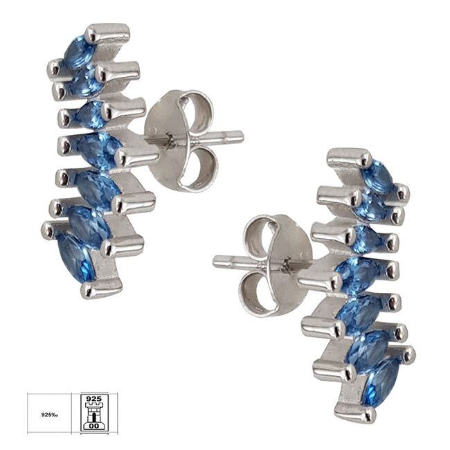 Cercei deosebiti albastri Thia cu zirconiu