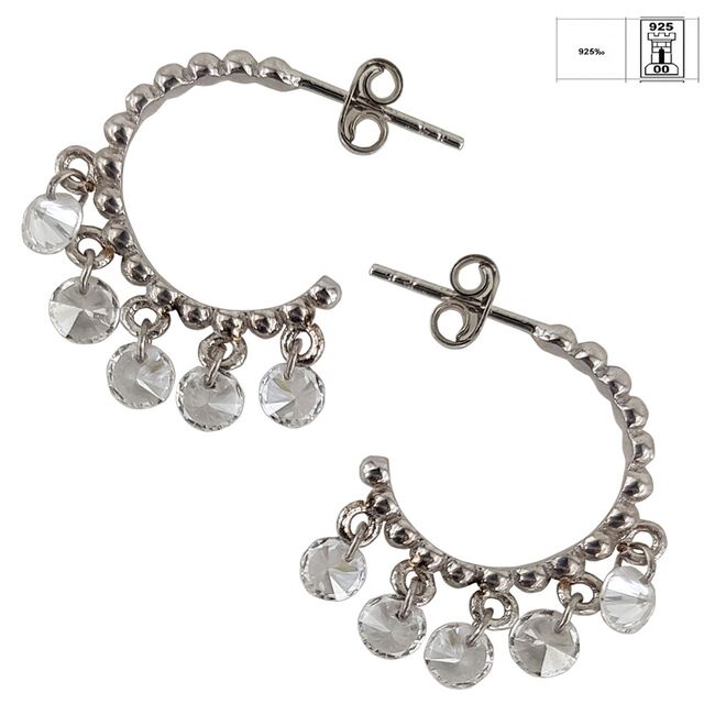 Cercei argint rotunzi Thia cu zirconiu