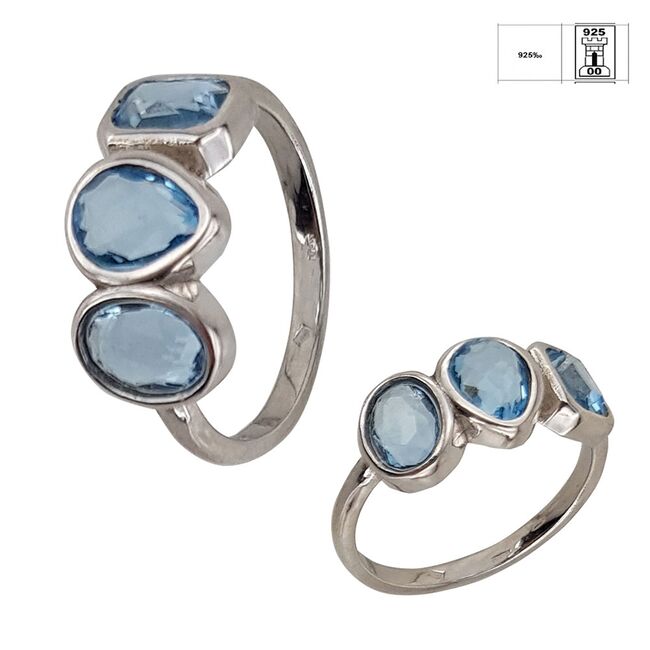 Inel argint crystal albastru Thia marimea 53