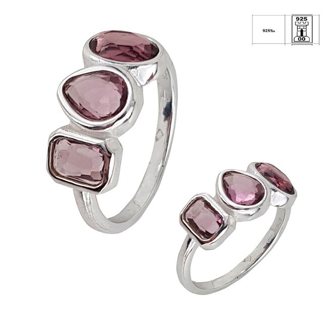 Inel argint crystal mov Thia marimea 53