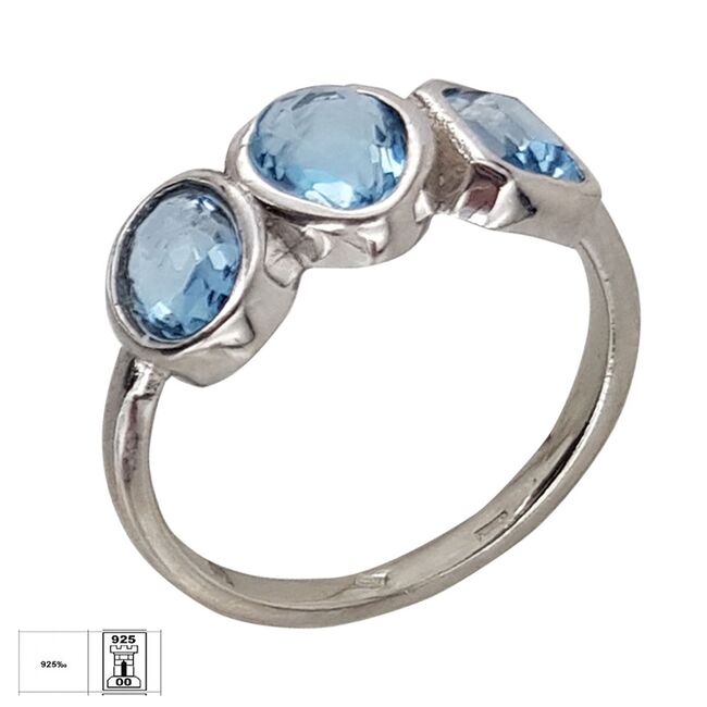 Inel argint crystal albastru Thia marimea 53