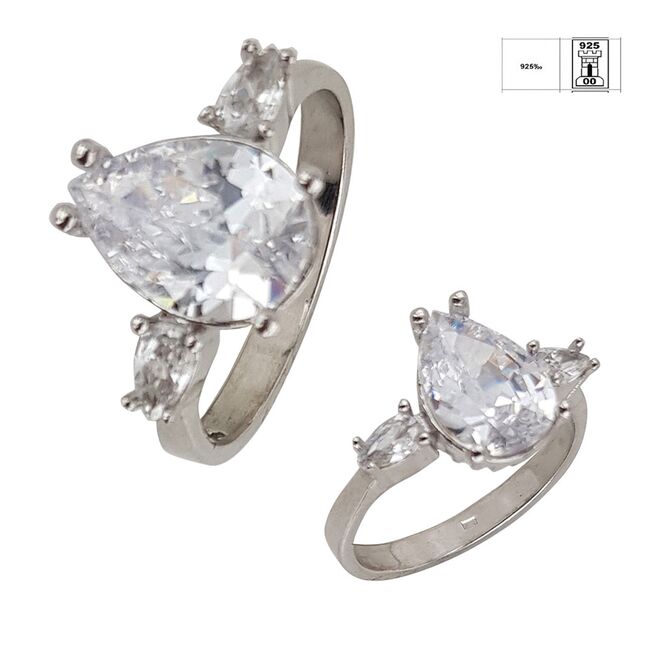 Inel argint lacrima zirconii Thia marimea 58