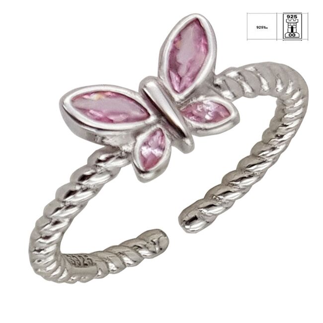 Inel argint fluture roz reglabil Thia
