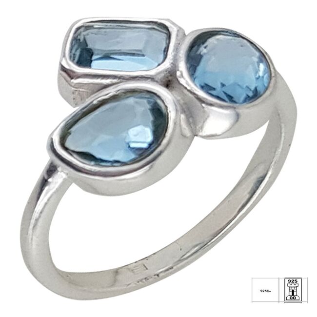 Inel argint elegant zirconii albastre Thia marimea 53