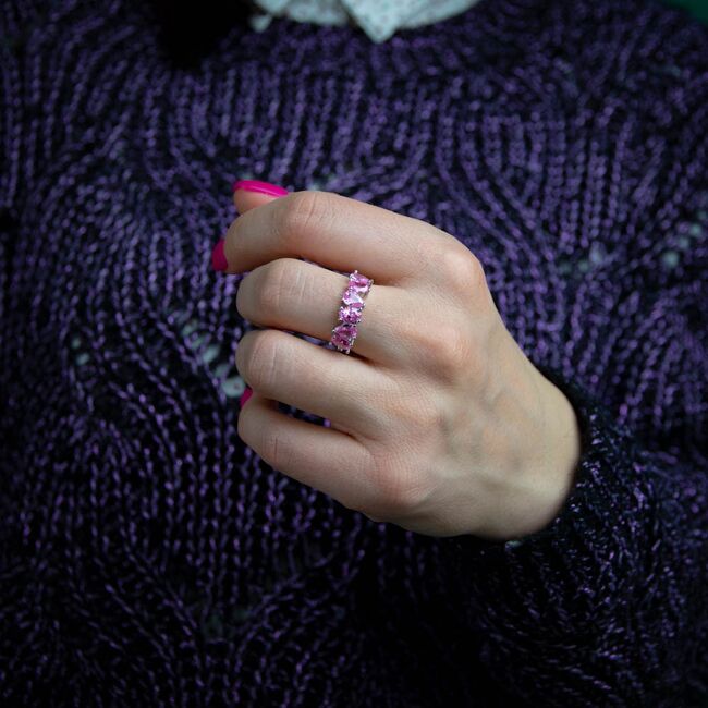 Inel argint elegant zirconii roz Thia marimea 54