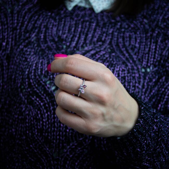 Inel argint fluture roz reglabil Thia