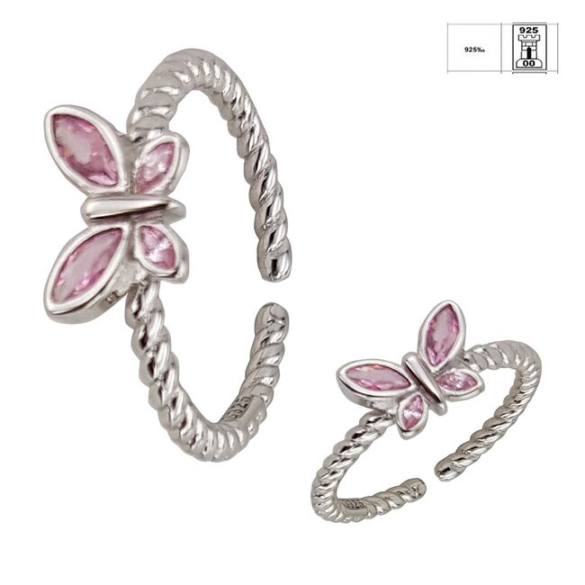Inel argint fluture roz reglabil Thia