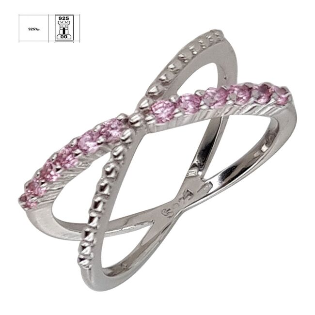 Inel argint minimalist zirconii roz Thia marimea 60