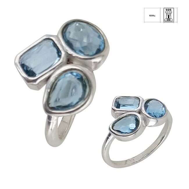 Inel argint elegant zirconii albastre Thia marimea 53