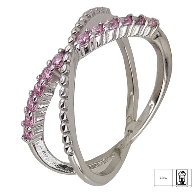 Inel argint minimalist zirconii roz Thia marimea 60