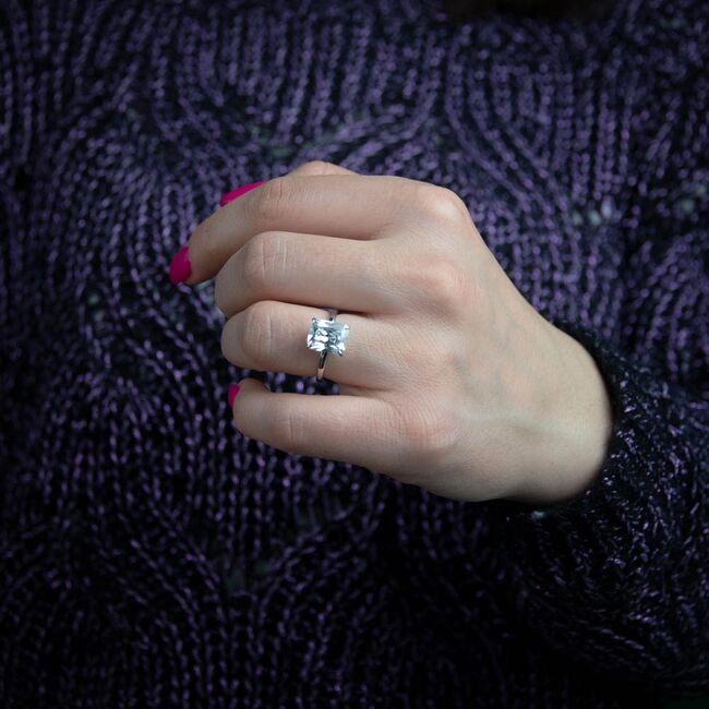 Inel argint solitaire patrat Thia marimea 51